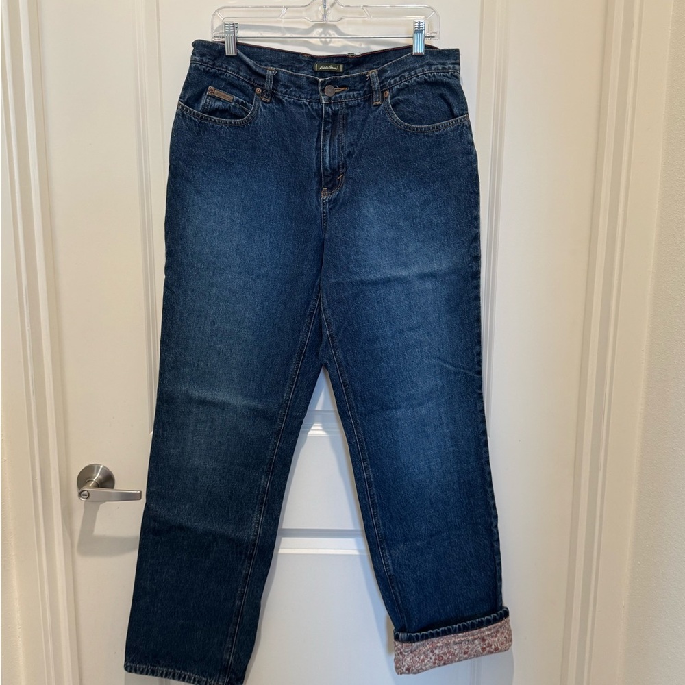 Eddie Bauer Flannel Lined Women's Straight Jeans - Indigo